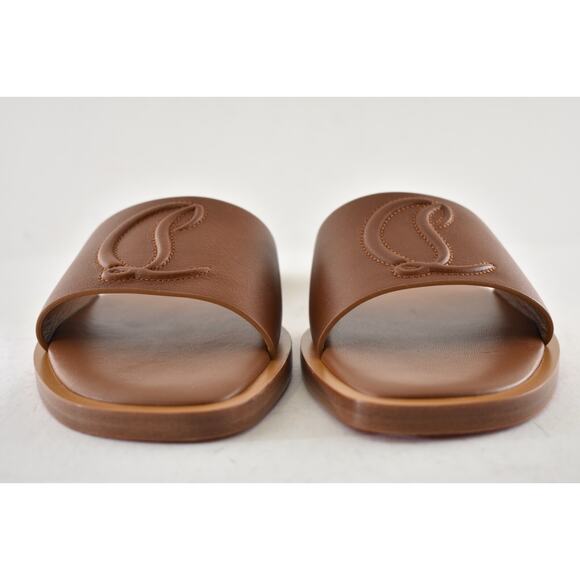 Christian Louboutin CL Mule Flat Cuoio Brown Leather Slide Slip On Sandal 40 - Picture 10 of 15